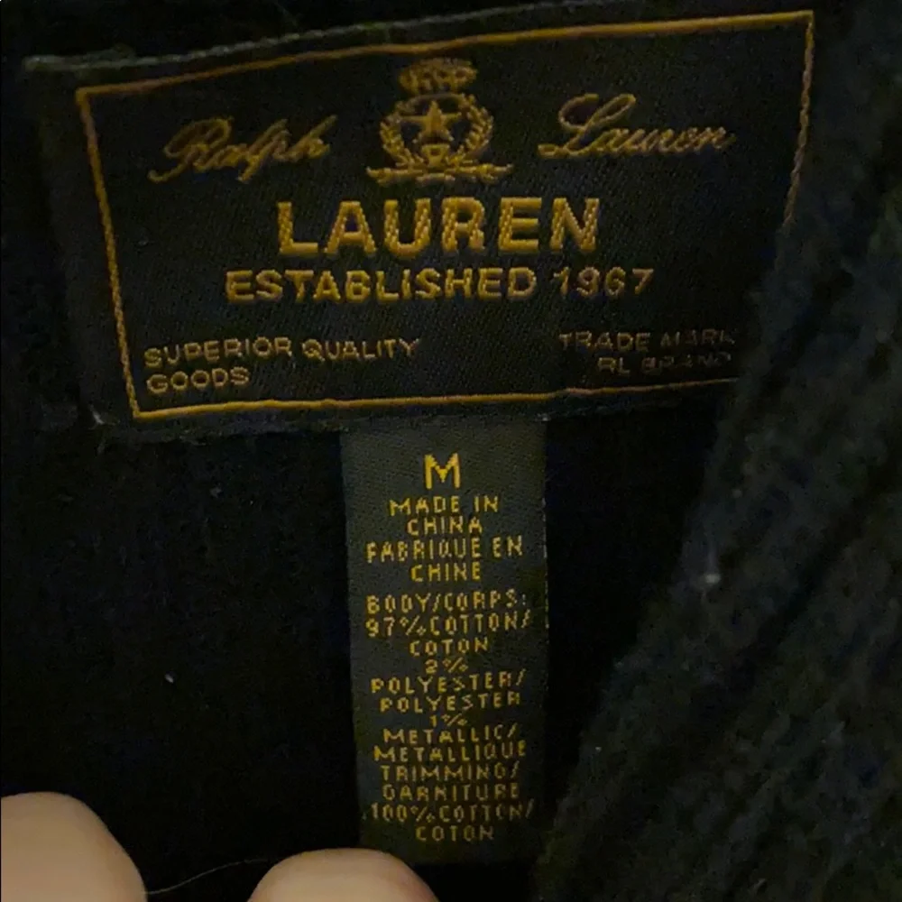 LAUREN Ralph Lauren striped cowl split neck sweater with linked clasp front - Picture 5 of 5